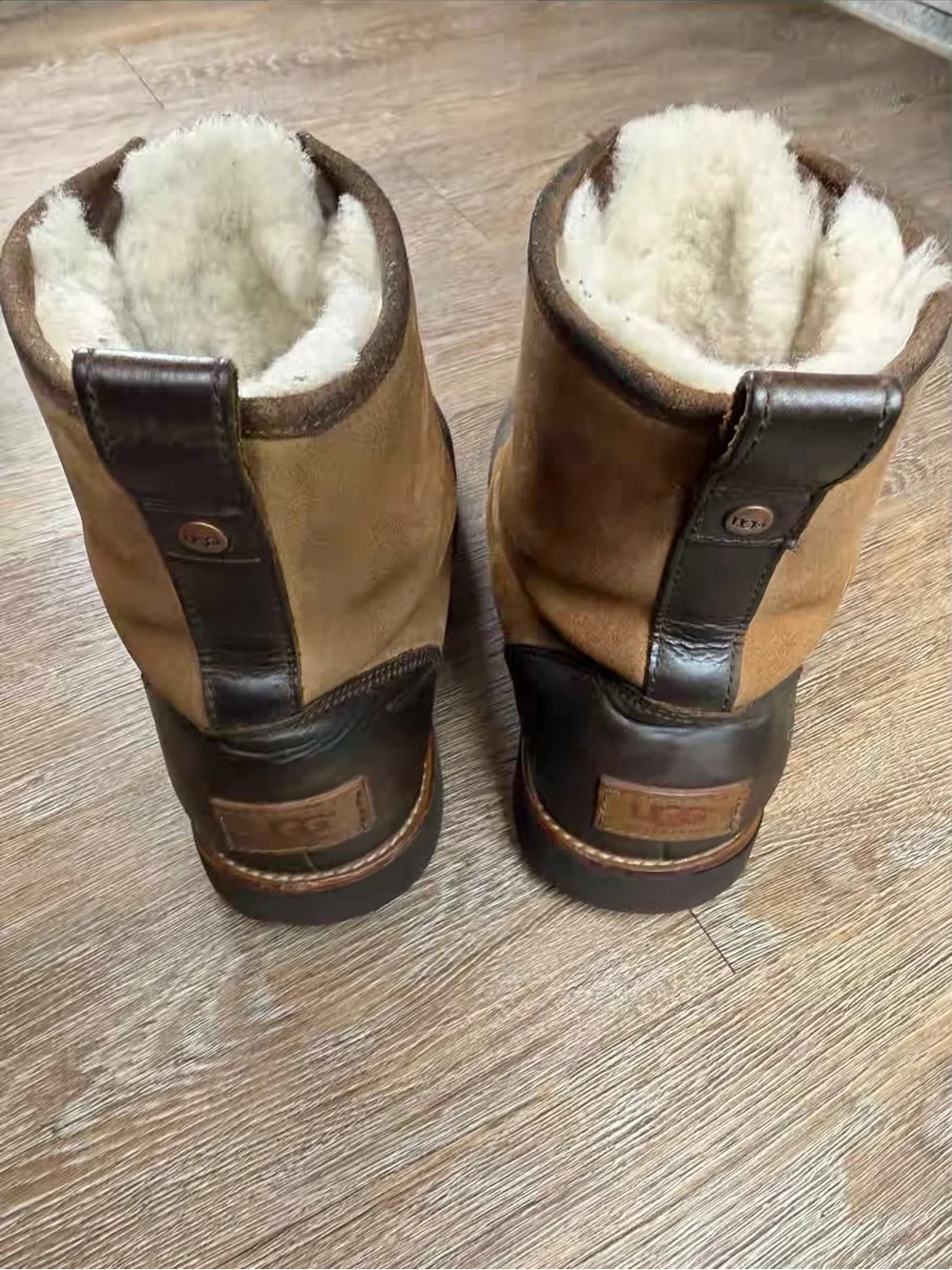 UGG Hannen TL Waterproof Leather Boots Dark Chestnut Brown Shearling Lined | 8